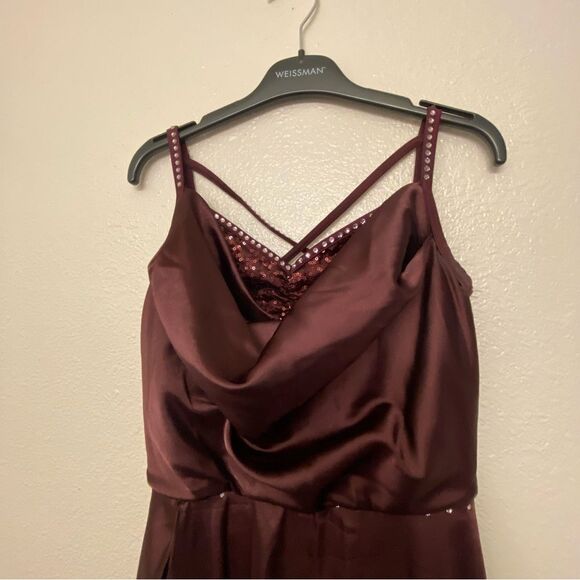 WEISSMAN Dance Costume raisin burgundy maxi dress With Love 13193 MA adult - Picture 5 of 11